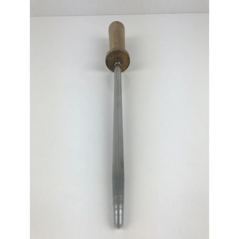 Vintage Unbranded Knife Sharpening Steel Rod‎ Wooden Handle Kitchen Tool 12